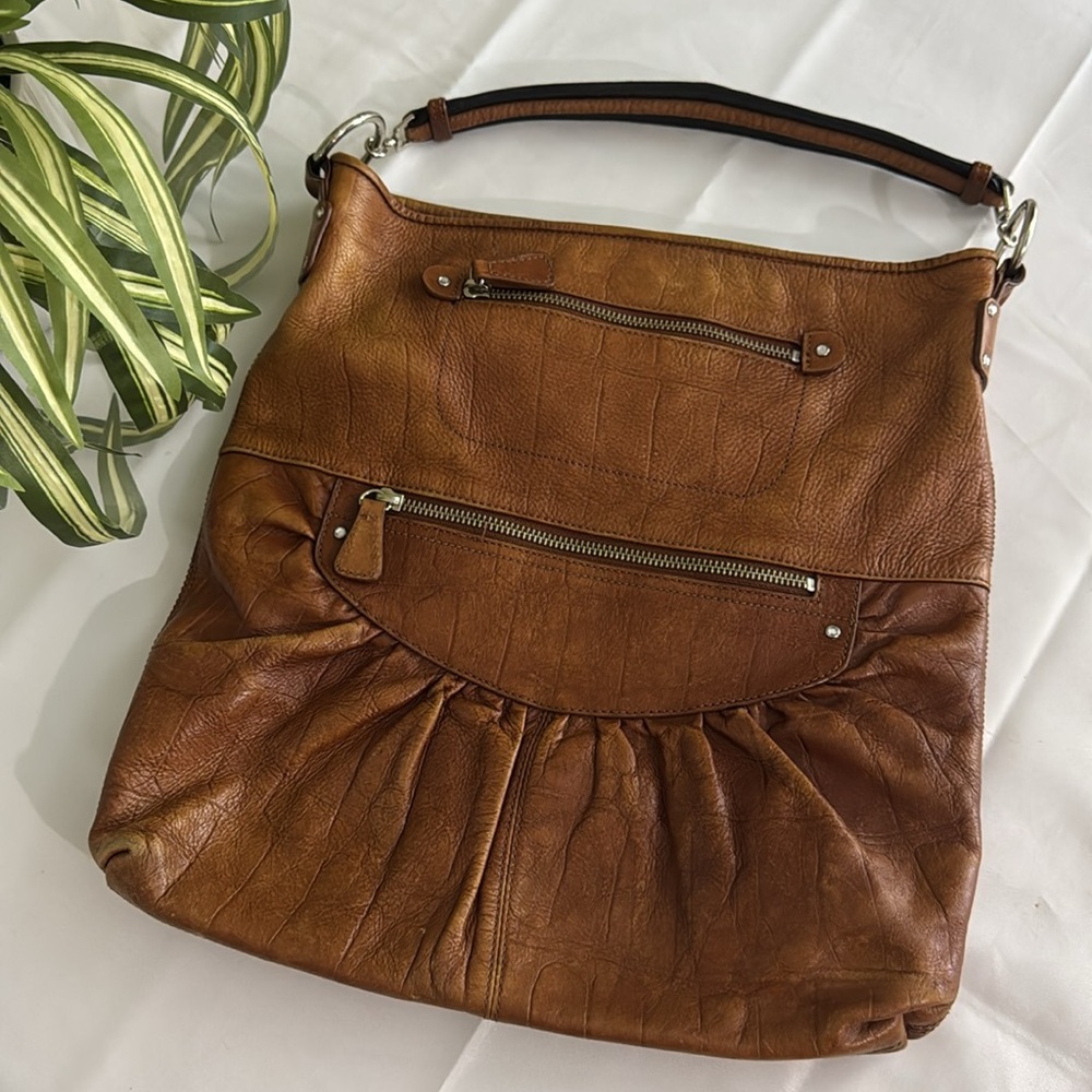 Y2K Kate Landry Brown Leather Boho Women's Shoulder Bag Western Bohemian